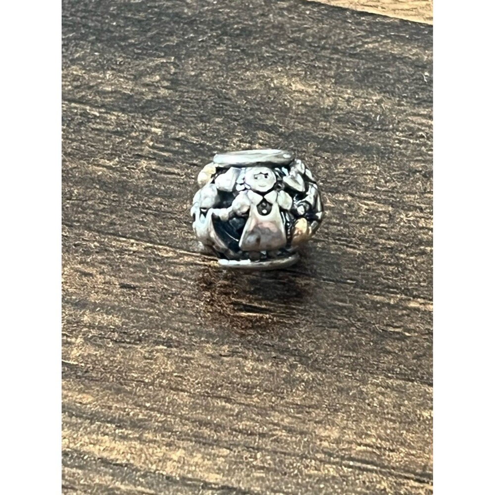 PANDORA 925 Sterling Silver & Gold Family Forever Slide Bead Charm